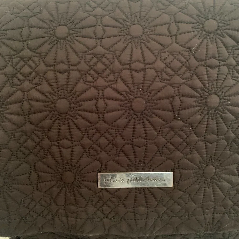 Petunia Pickle Bottom Black Embroidered Diaper Bag
